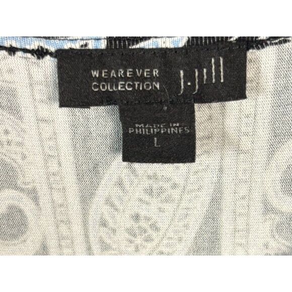 J Jill Wearever Top Size Large Paisley Long Sleeve White Pullover Artsy Classic - Picture 5 of 10